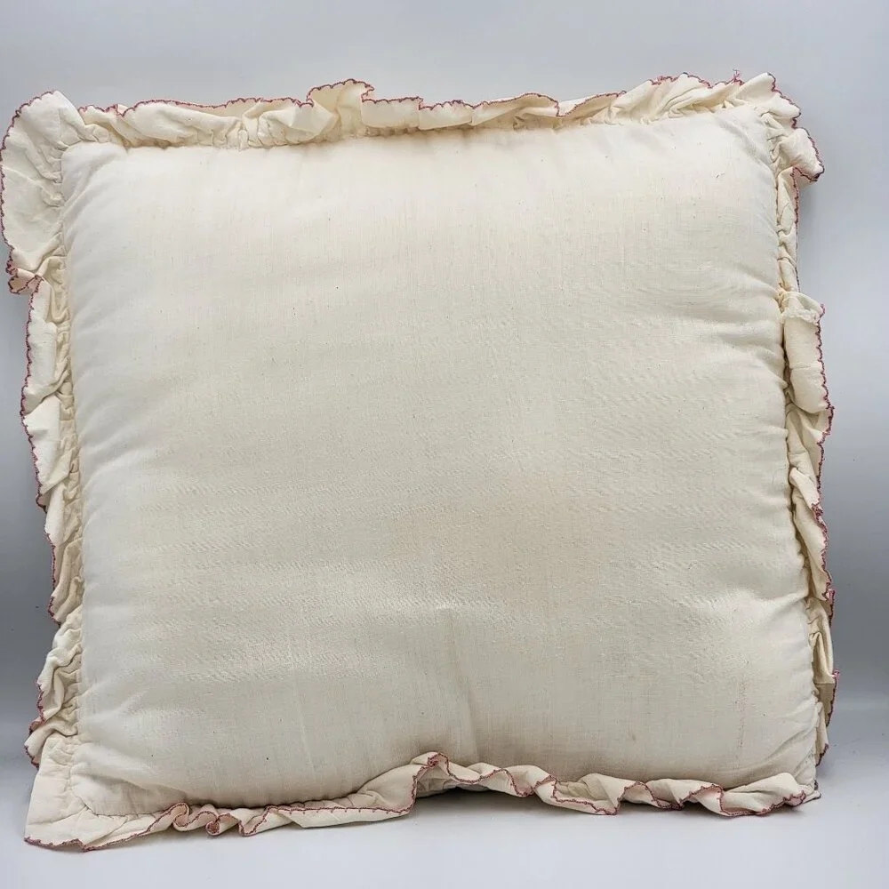 Vintage Quilted 90s 80s Throw Pillow Cottagecore Patchwork Design In Blue/Pink